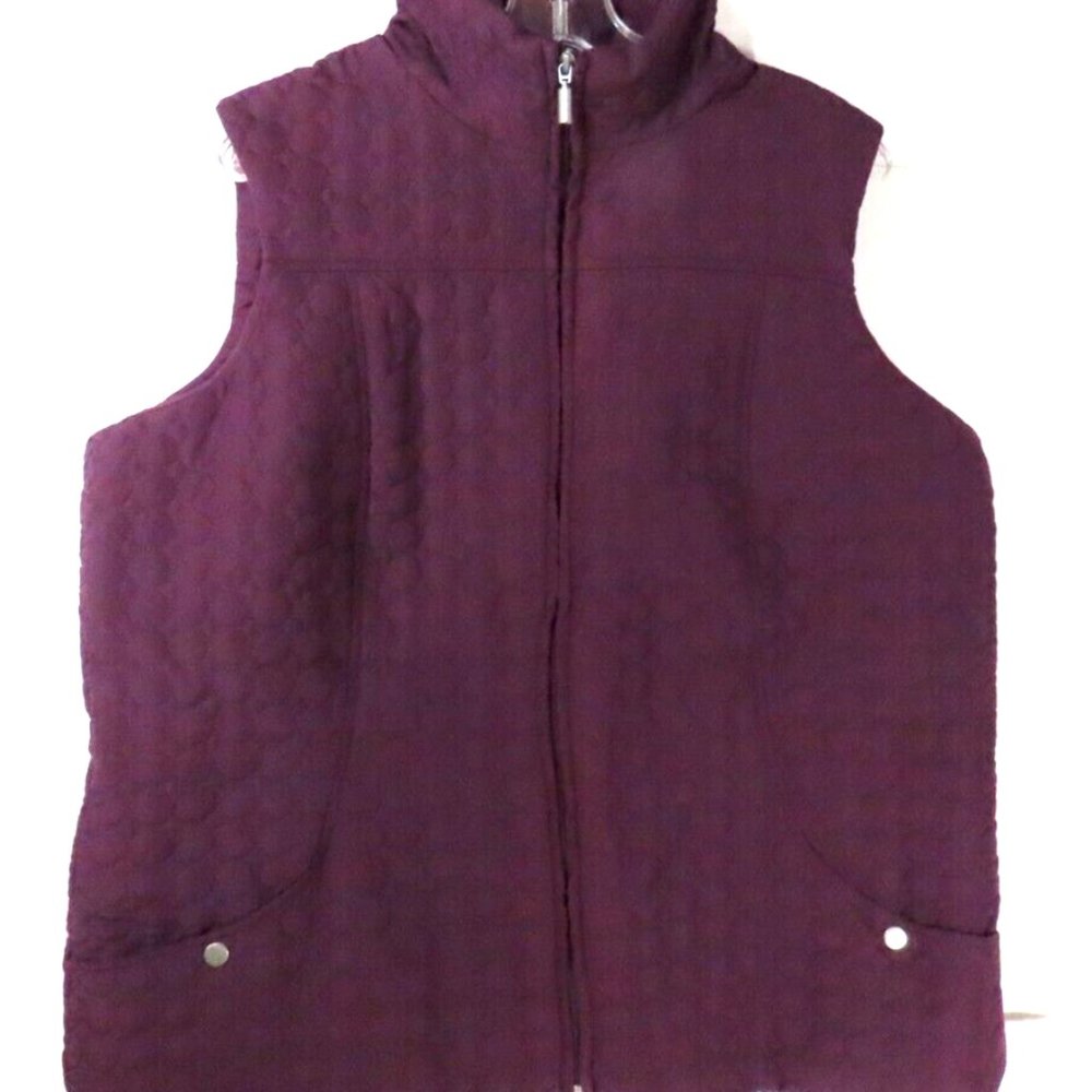 NWT Jane Ashley Women's Quilted Vest Size 1X Purple Lightweight Full Zip Pockets